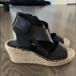 Eileen Fisher Wedge Sandal Black New